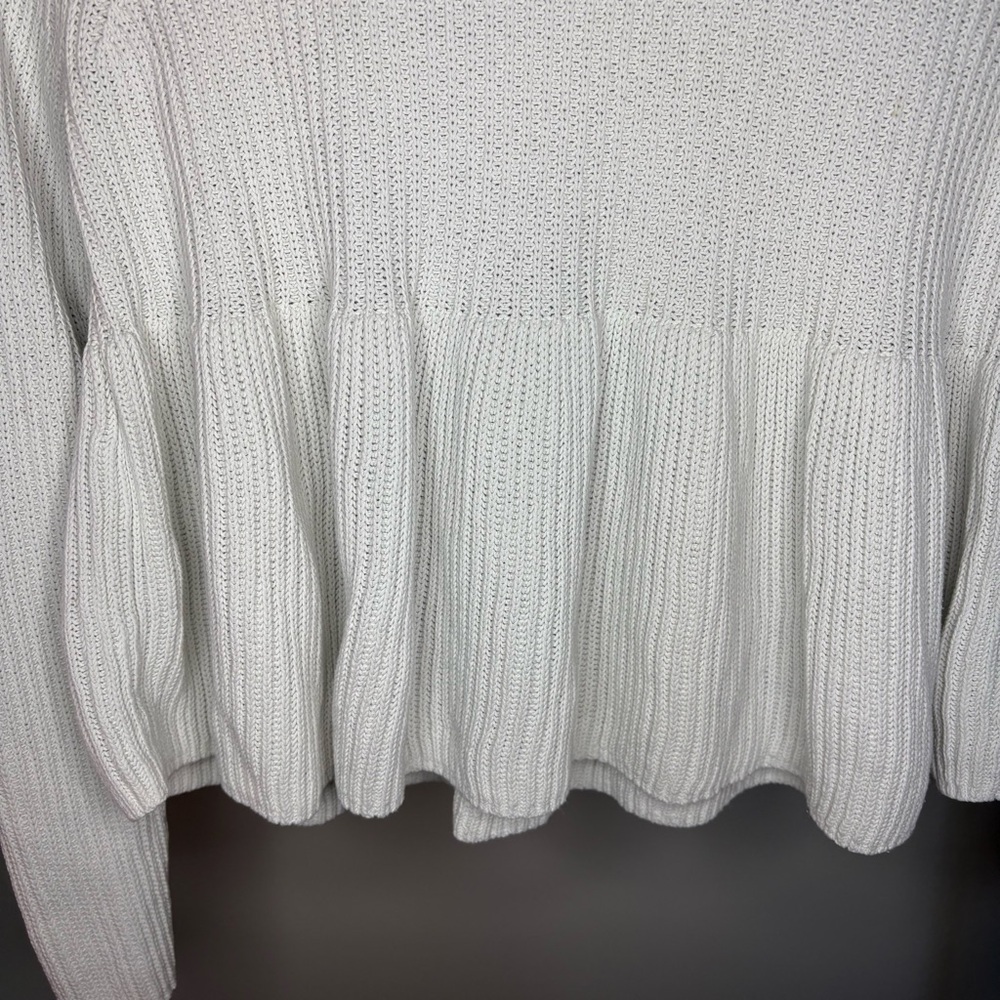 Madewell Cotton Cream Knit Ribbed Peplum Sweater Size XS - Picture 6 of 9